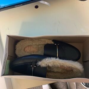 Aldo Black Faux Fur Loafers